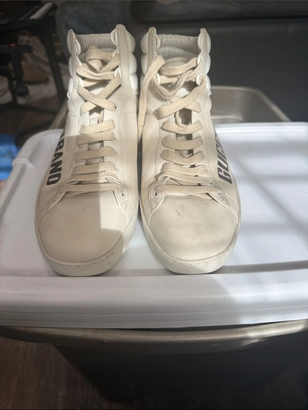 Gucci Cream/Gold GUCCI BAND High-Top Sneakers